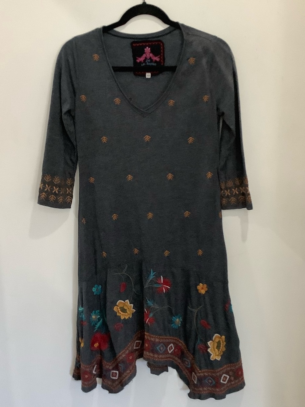Johnny Was Los Angeles Embroidered Floral V-Neck Women’s Dress